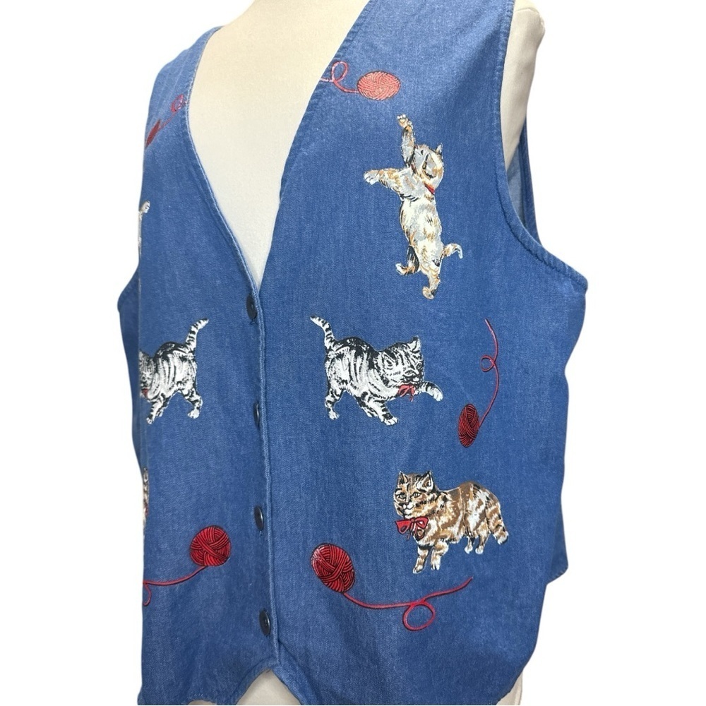 1990ās Blair Cat Embroidered Vest - Picture 3 of 6